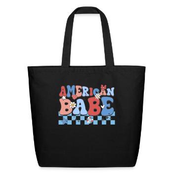 Retro Americana Babe Floral - Eco-Friendly Cotton Tote - black - Front