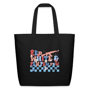 Red White & PewPew - Eco-Friendly Cotton Tote - black - Front