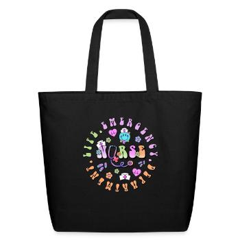Emergency Nurse circle - Eco-Friendly Cotton Tote - black - Front