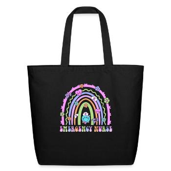 Emergency Nurse rainbow - Eco-Friendly Cotton Tote - black - Front