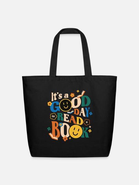 Cheerful Reading Mantra - Eco-Friendly Cotton Tote - black