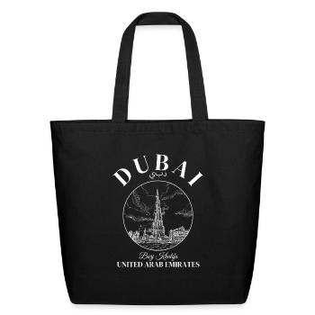 Dubai United Arab Emirates - Eco-Friendly Cotton Tote - black - Front