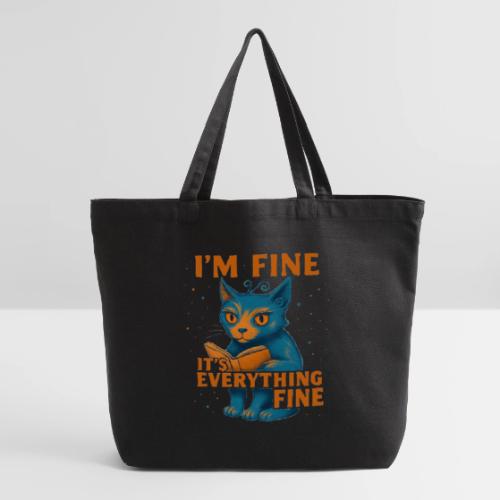 Funny Cat I’m Fine It’s Everything Fine– Retro tee - Eco-Friendly Cotton Tote