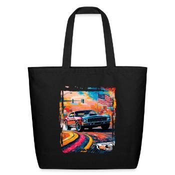 American Muscle Car Route 66 - Eco-Friendly Cotton Tote - black - Front