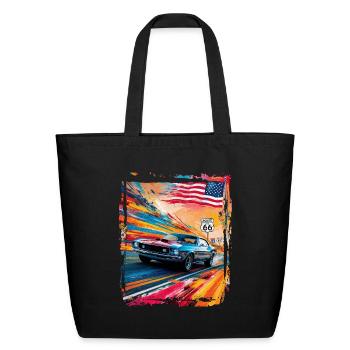 American Muscle Car Route 66 - Eco-Friendly Cotton Tote - black - Front
