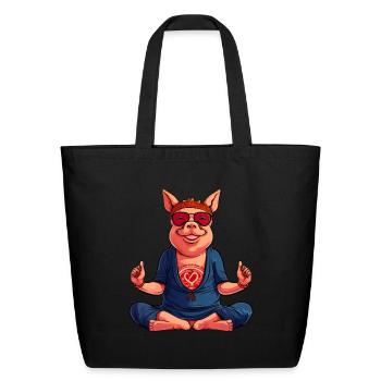 Yogi Piggy - Eco-Friendly Cotton Tote - black - Front