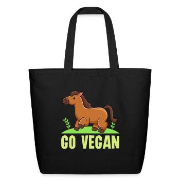 Horse Design for proud Vegans - Eco-Friendly Cotton Tote - black - Front