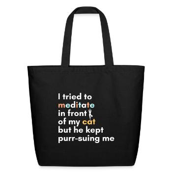 International Yoga Day-yoga pun - Eco-Friendly Cotton Tote - black - Front