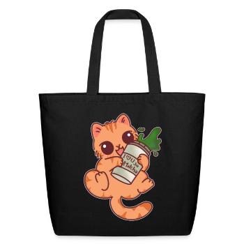 I Love You So Matcha Cat Pun - Eco-Friendly Cotton Tote - black - Front