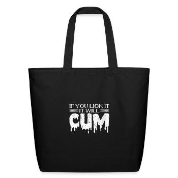 Lick It Will Cum Sexy Oral Sex Bdsm Kinky Fetish D - Eco-Friendly Cotton Tote - black - Front