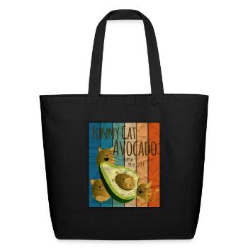 Funny Cat Avocado - Eco-Friendly Cotton Tote - black - Front