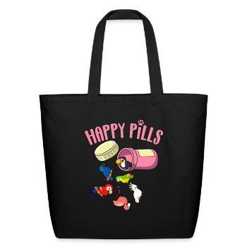 Birds Happy Pills - Eco-Friendly Cotton Tote - black - Front