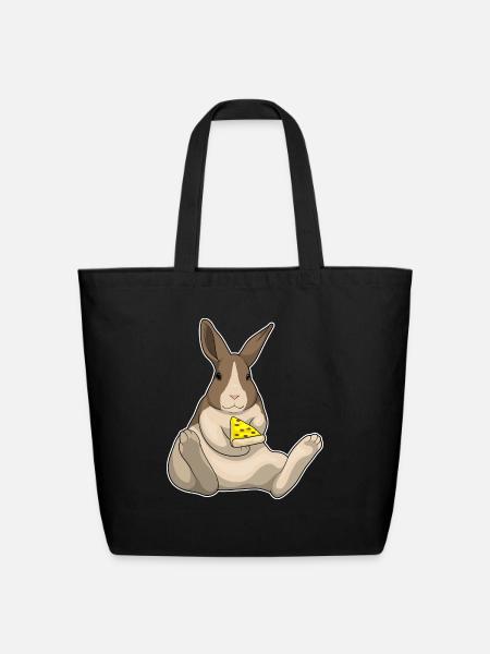 Bunny Pizza - Eco-Friendly Cotton Tote - black