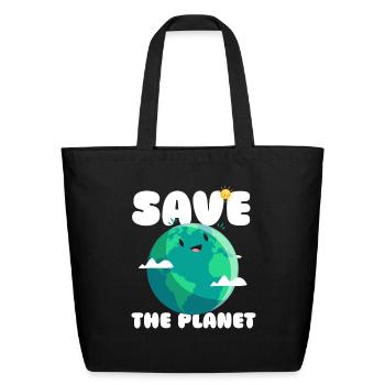 Save The Planet Ecologic Idea - Eco-Friendly Cotton Tote - black - Front