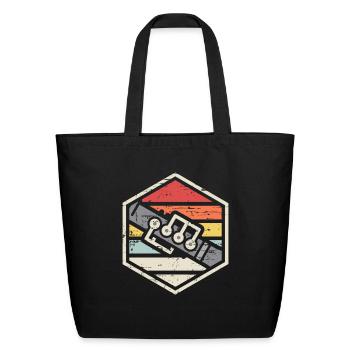 Retro Badge Oboe - Eco-Friendly Cotton Tote - black - Front
