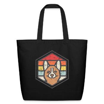 Retro Badge Corgi - Eco-Friendly Cotton Tote - black - Front