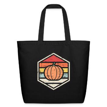 Retro Badge Pumpkin - Eco-Friendly Cotton Tote - black - Front