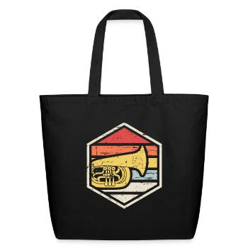 Retro Badge Tuba - Eco-Friendly Cotton Tote - black - Front