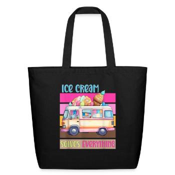 Ice Cream Solves Everything Retro Van - Eco-Friendly Cotton Tote - black - Front