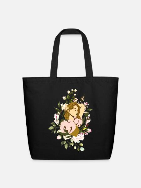 women´s day flowers - Eco-Friendly Cotton Tote - black