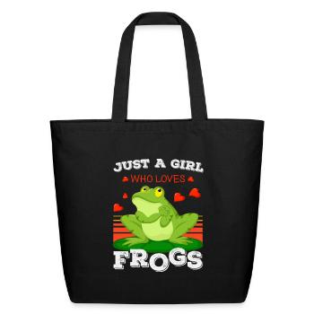 frog, frog toad, frog lovers - Eco-Friendly Cotton Tote - black - Front