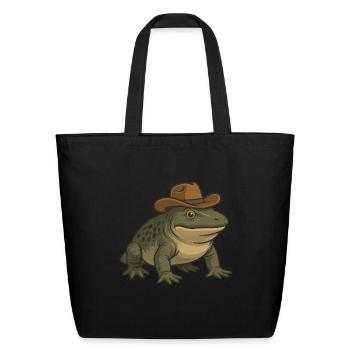 Prehistoric amphibian cartoon Texas evolution rept - Eco-Friendly Cotton Tote - black - Front