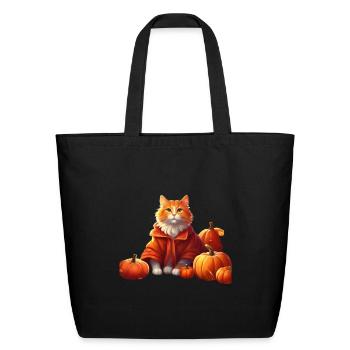 Orange Cat Fall - Eco-Friendly Cotton Tote - black - Front