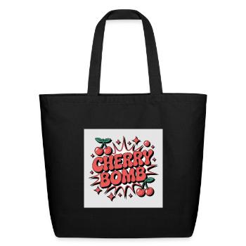 CHERRY BOMB - Eco-Friendly Cotton Tote - black - Front
