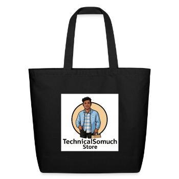 Tech Store Mascot Circle Emblem - Eco-Friendly Cotton Tote - black - Front