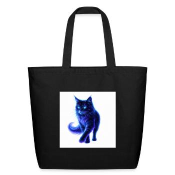Cosmic Blue Cat Nebula - Eco-Friendly Cotton Tote - black - Front