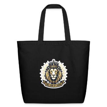 Lion of Judah Crown Crest - Eco-Friendly Cotton Tote - black - Front