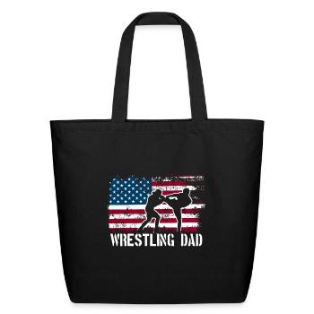 Wrestling Dad Distressed Father Wrestling - Eco-Friendly Cotton Tote - black - Front