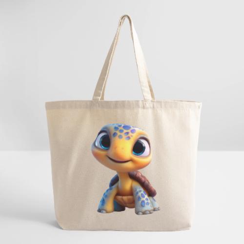 Joyful 3D Baby Turtle with Big Eyes - Eco-Friendly Cotton Tote