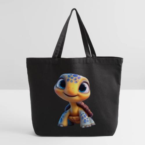 Joyful 3D Baby Turtle with Big Eyes - Eco-Friendly Cotton Tote