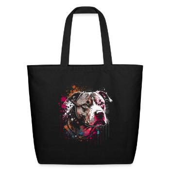 Ink Splatter Pitbull - Eco-Friendly Cotton Tote - black - Front