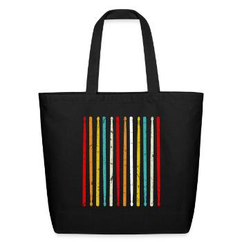 Retro Drumsticks Vintage Drummer - Eco-Friendly Cotton Tote - black - Front