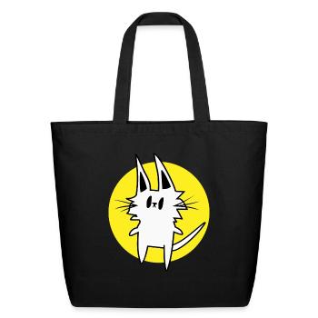 Funny Teleportation Cat - Eco-Friendly Cotton Tote - black - Front