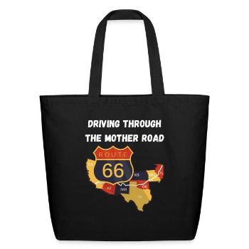 Driving Through The Mother Road Route 66 - Eco-Friendly Cotton Tote - black - Front