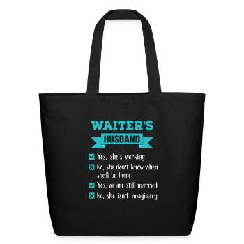 Waiter's Husband Checklist Awesome Gift - Eco-Friendly Cotton Tote - black - Front