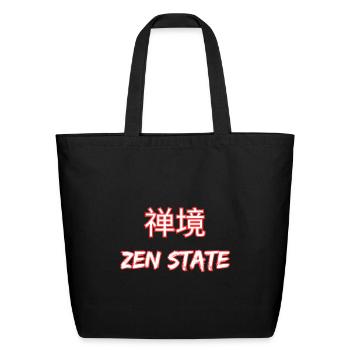 zen state - Eco-Friendly Cotton Tote - black - Front