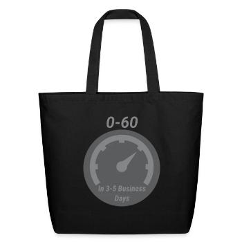 0-60 in 3-5 business days. - Eco-Friendly Cotton Tote - black - Front