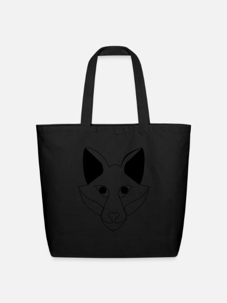fox face - Eco-Friendly Cotton Tote - black
