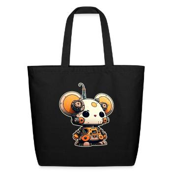 Mouse Robot - Eco-Friendly Cotton Tote - black - Front