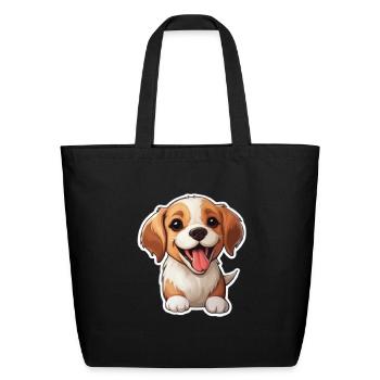 Cut dog day background - Eco-Friendly Cotton Tote - black - Front