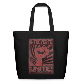 Introverts! Unite. - Eco-Friendly Cotton Tote - black - Front