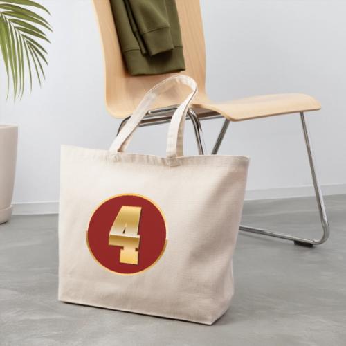 Number 4 in Gold Varsity Font - Eco-Friendly Cotton Tote