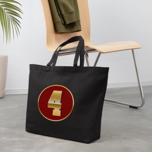 Number 4 in Gold Varsity Font - Eco-Friendly Cotton Tote