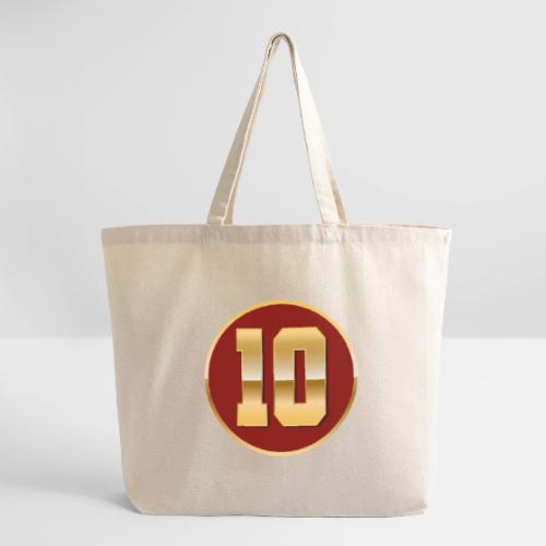 Number 10 in Gold Varsity Font - Eco-Friendly Cotton Tote