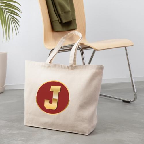 Letter J – Capital Varsity Alphabet Monogram - Eco-Friendly Cotton Tote