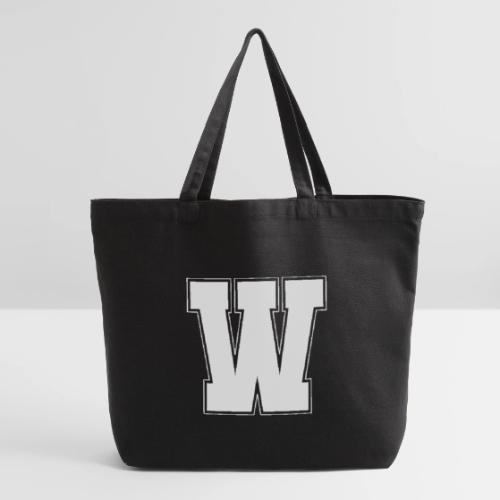 White Letter W – Varsity Alphabet Monogram - Eco-Friendly Cotton Tote
